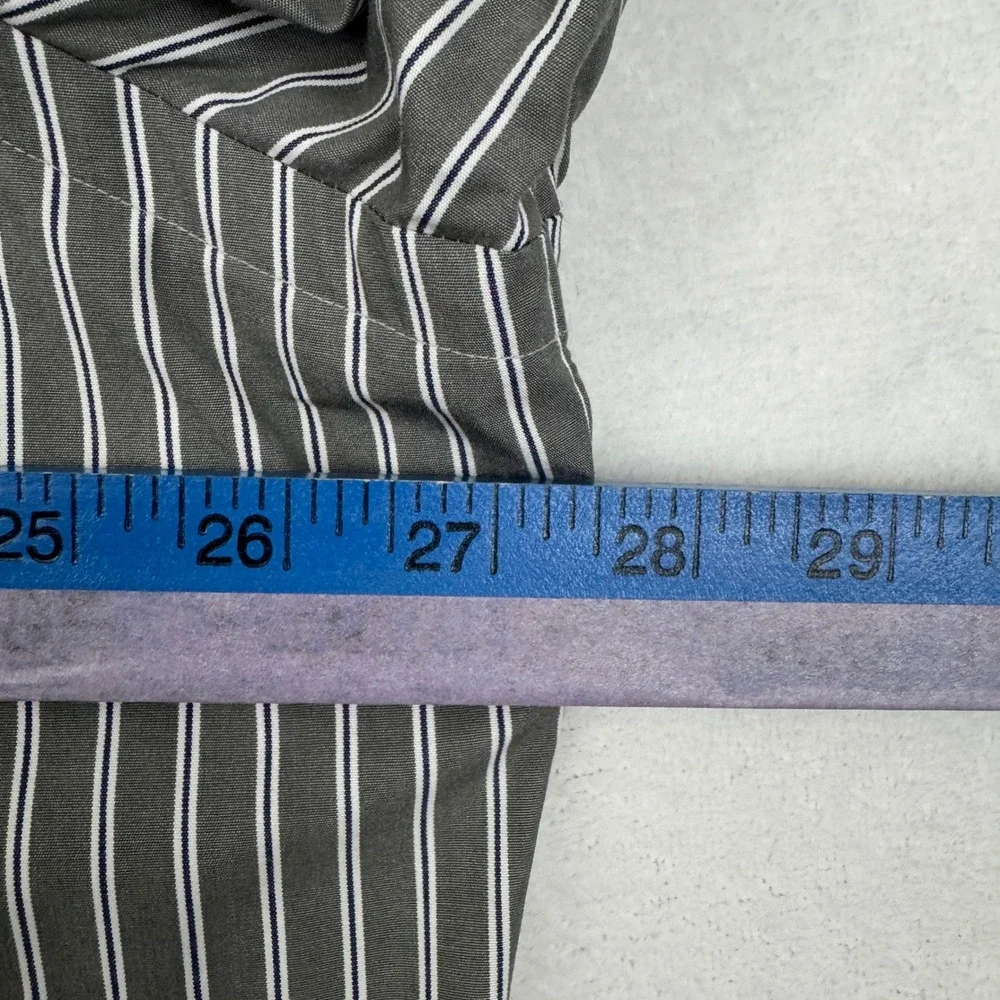 Polo Ralph Lauren Mens XXL Grey White Striped Button Down Shirt Classic Fit Long